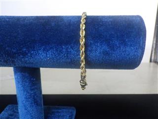 10K Yellow Gold Rope Bracelet 6.9g 8